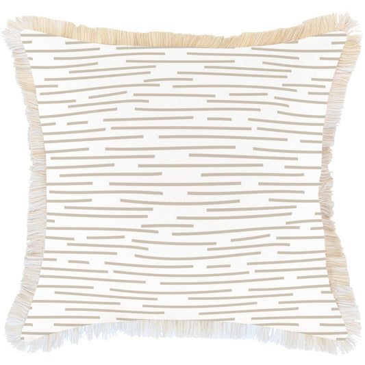Cushion Cover-Coastal Fringe-Earth-Lines-Beige-60cm x 60cm