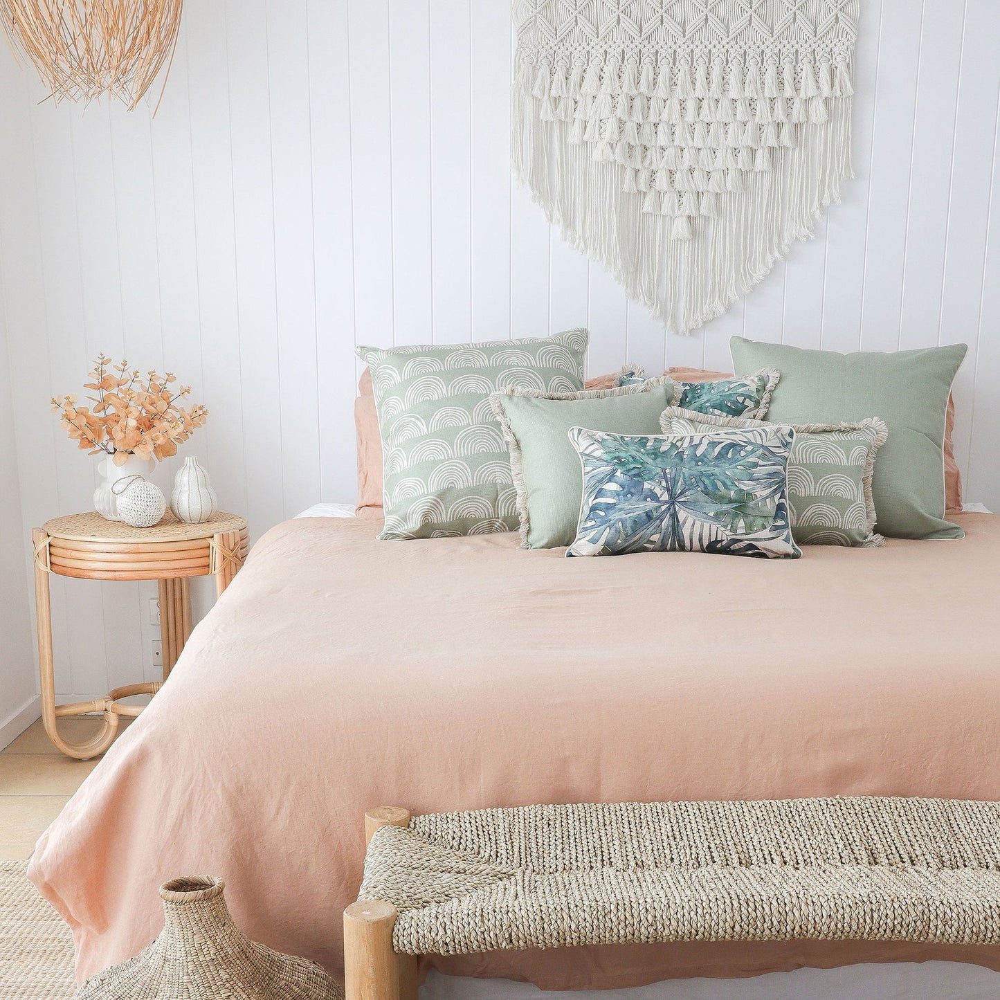 Cushion Cover-Coastal Fringe-Solid-Sage-45cm x 45cm