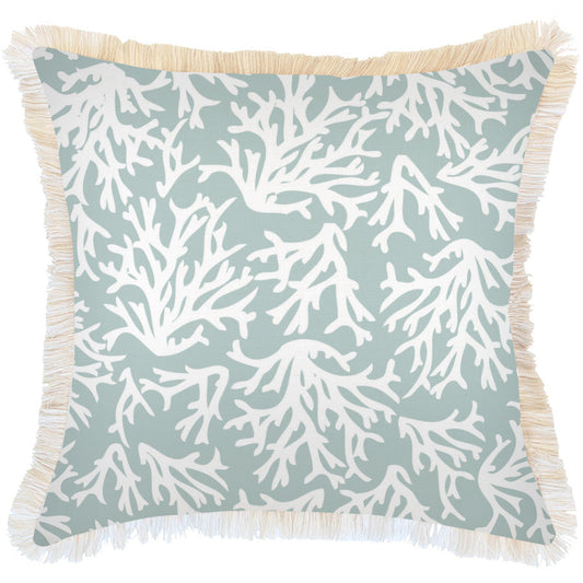 Cushion Cover-Coastal Fringe-Coastal Coral Seafoam-60cm x 60cm