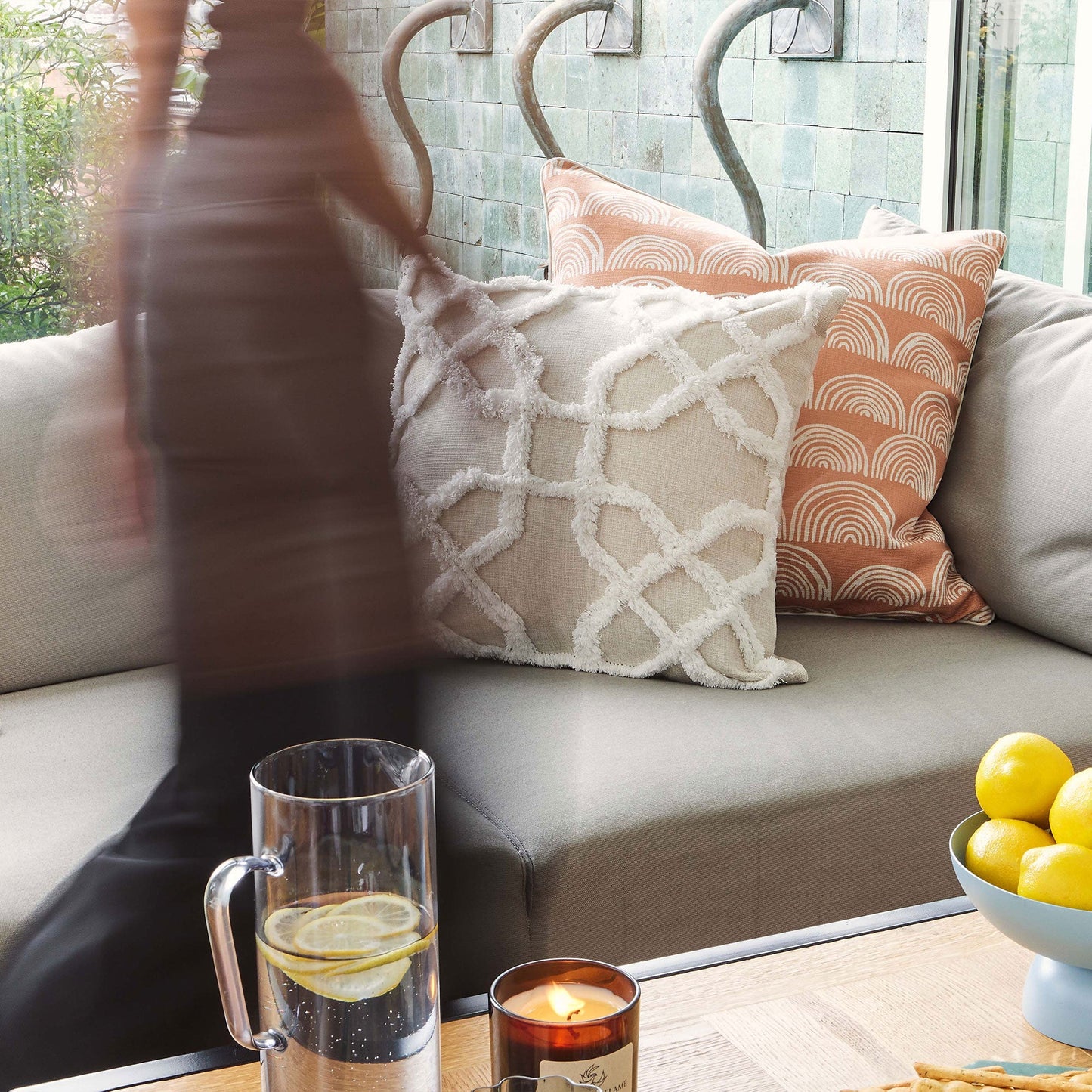 Cushion Cover-Boho Textured Single Sided-Lattice-50cm x 50cm