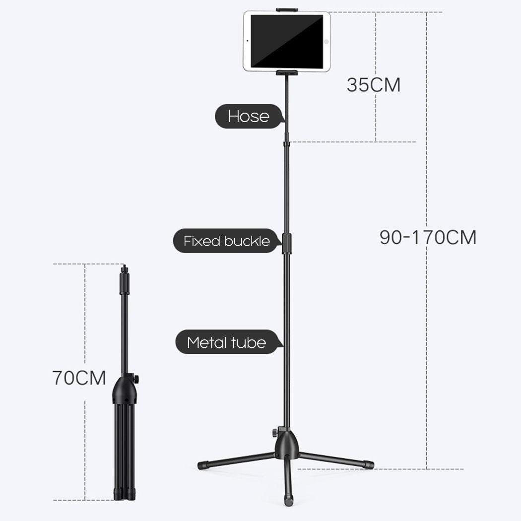 Universal Tripod Floor Stand Adjustable Gooseneck Holder 4-12.9 inch Tablet iPad iPhone
