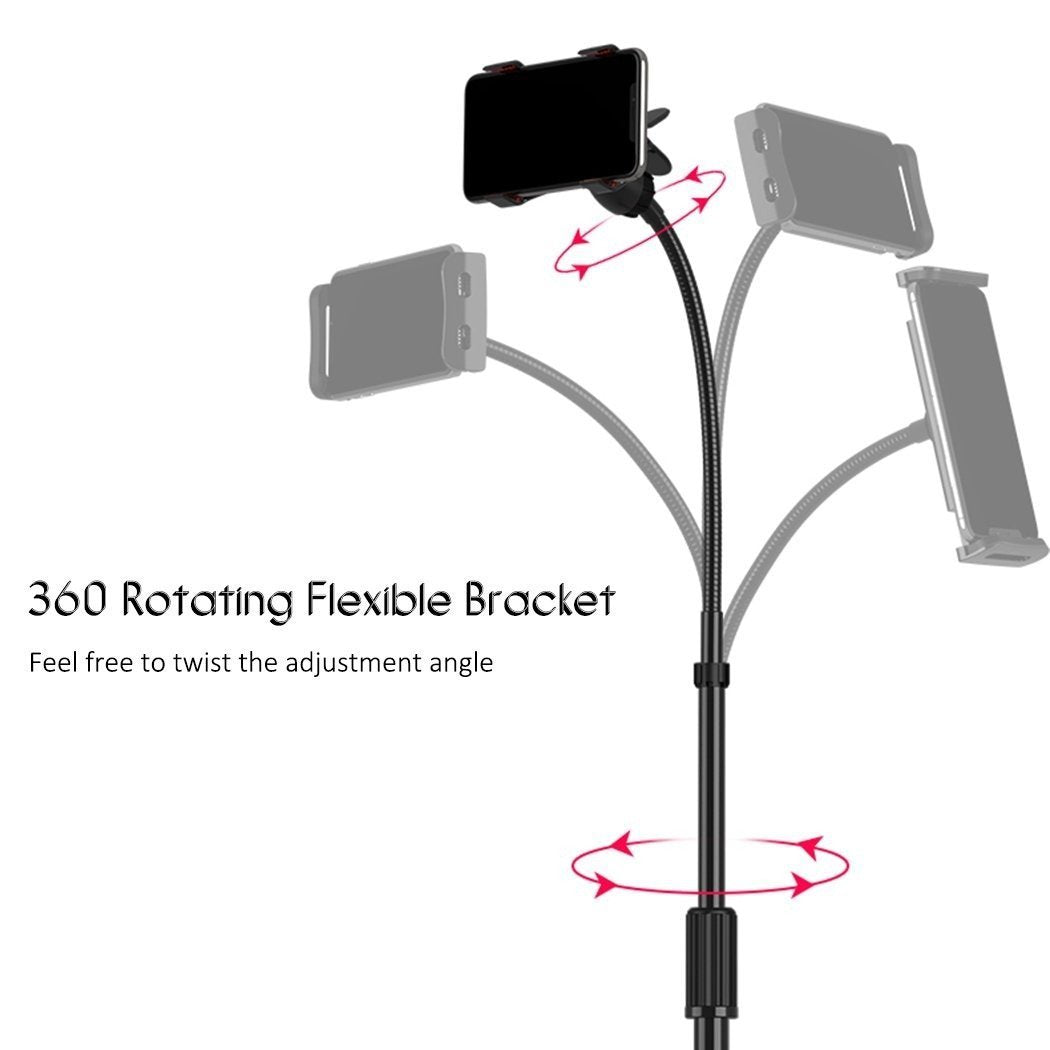 Universal Tripod Floor Stand Adjustable Gooseneck Holder 4-12.9 inch Tablet iPad iPhone