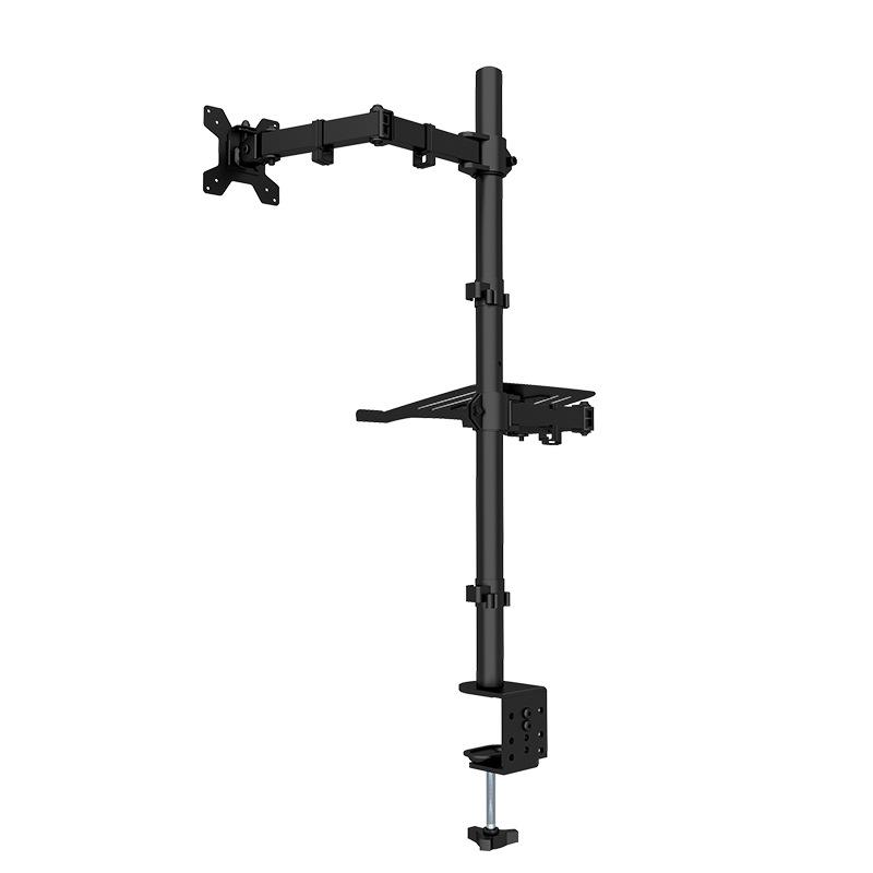 Premium Double Joint Articulating Steel Monitor Mount Arm with Laptop Holder Fit 32" Monitors 8kg Screen
