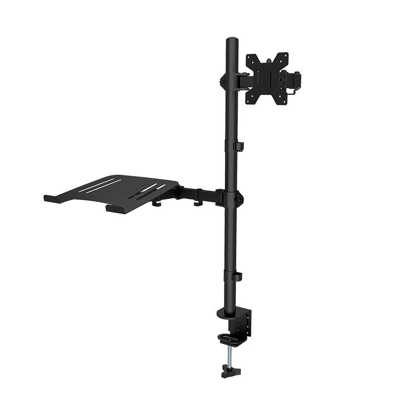 Premium Double Joint Articulating Steel Monitor Mount Arm with Laptop Holder Fit 32" Monitors 8kg Screen