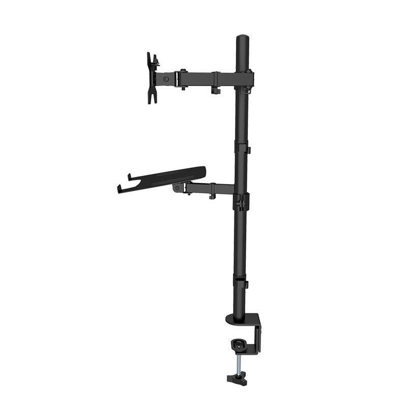 Premium Double Joint Articulating Steel Monitor Mount Arm with Laptop Holder Fit 32" Monitors 8kg Screen