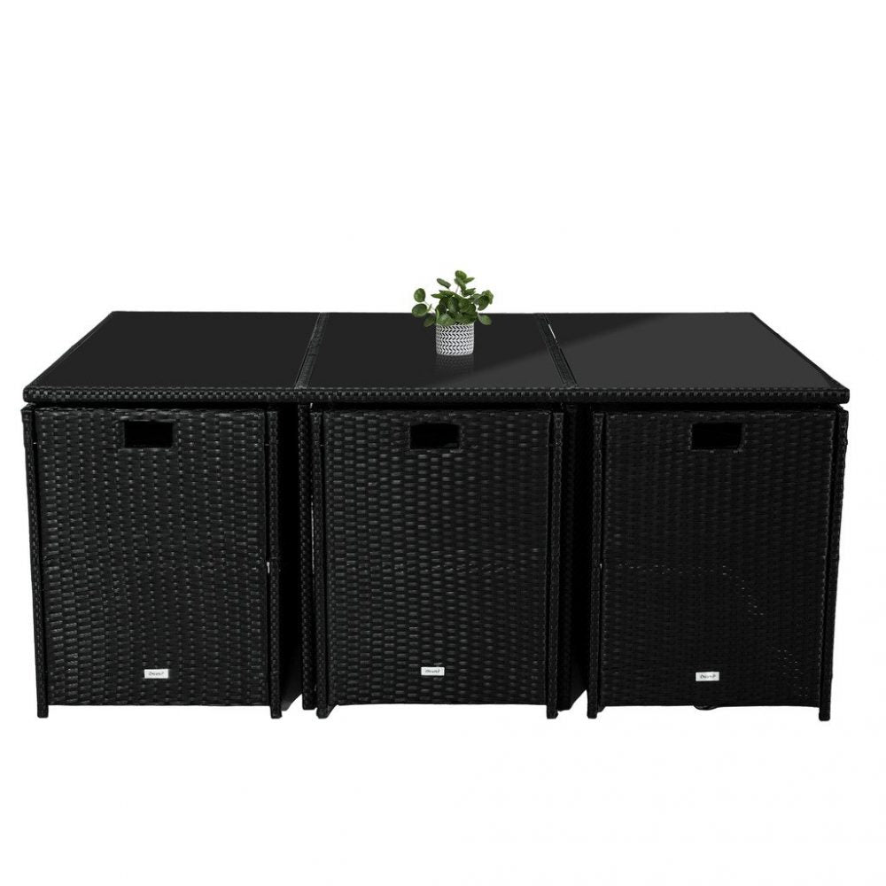 Bali 11 Piece Outdoor Dining Set – Black