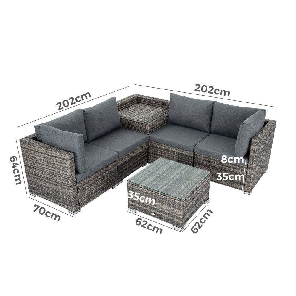 6PCS Outdoor Modular Lounge Sofa Coogee – Grey