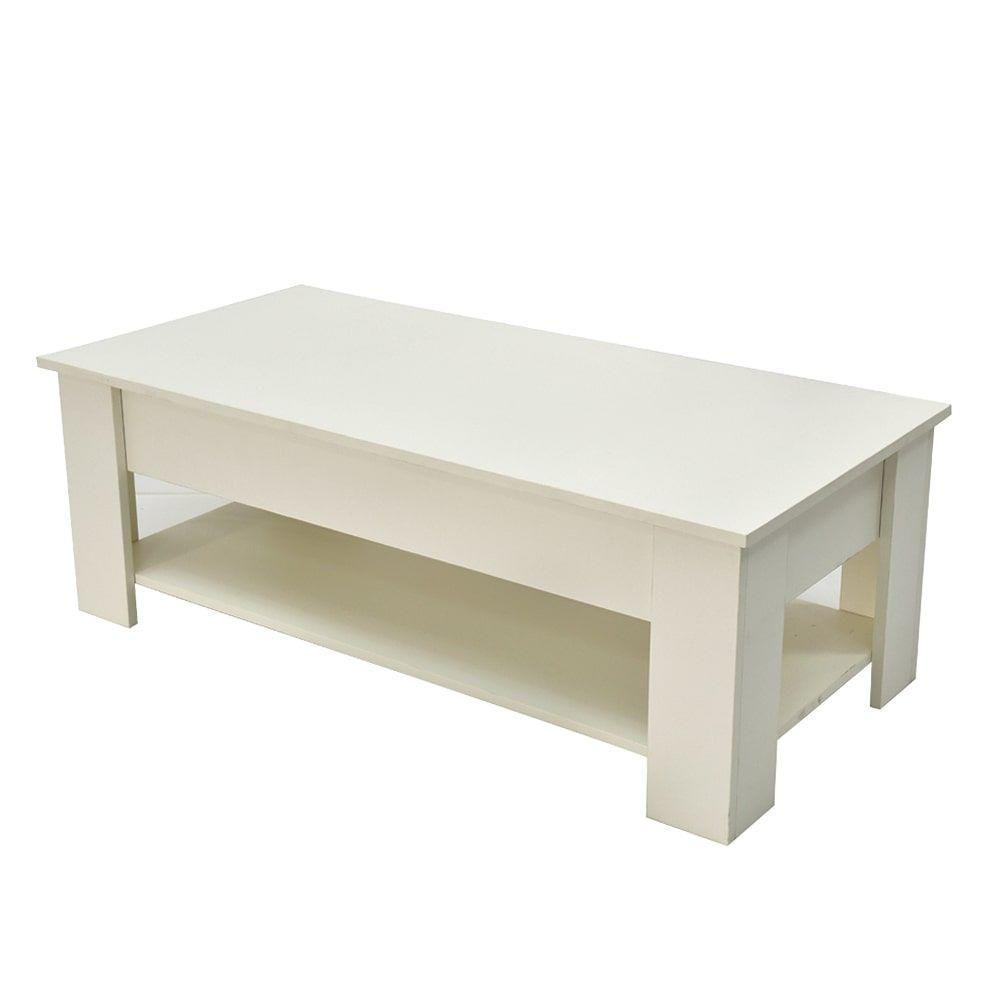 Lift Up Coffee Table with Storage – White
