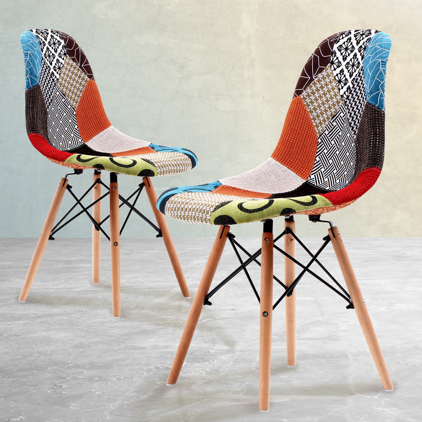 La Bella 2 Set Multi Colour Retro Dining Cafe Chair DSW Fabric