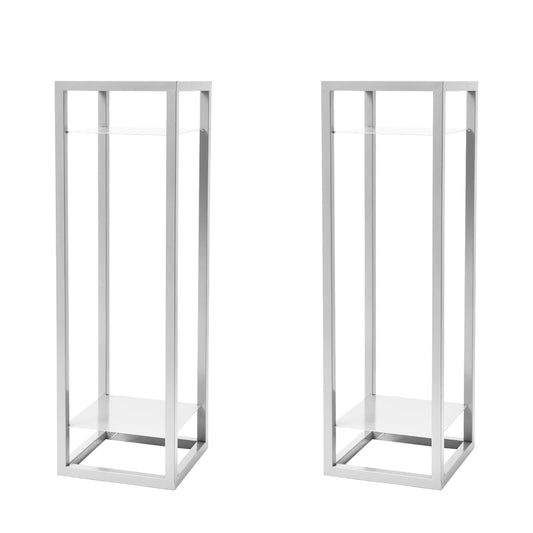 La Bella 2 Set 82cm White Plant Stand Planter Shelf Rack 2 Tier Steel