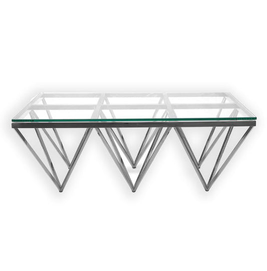 Pinnacle Silver Coffee Table - Black Glass