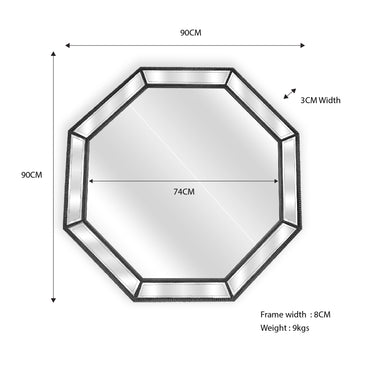 Black Beaded Framed Mirror - Octagon - 90cm x 90cm