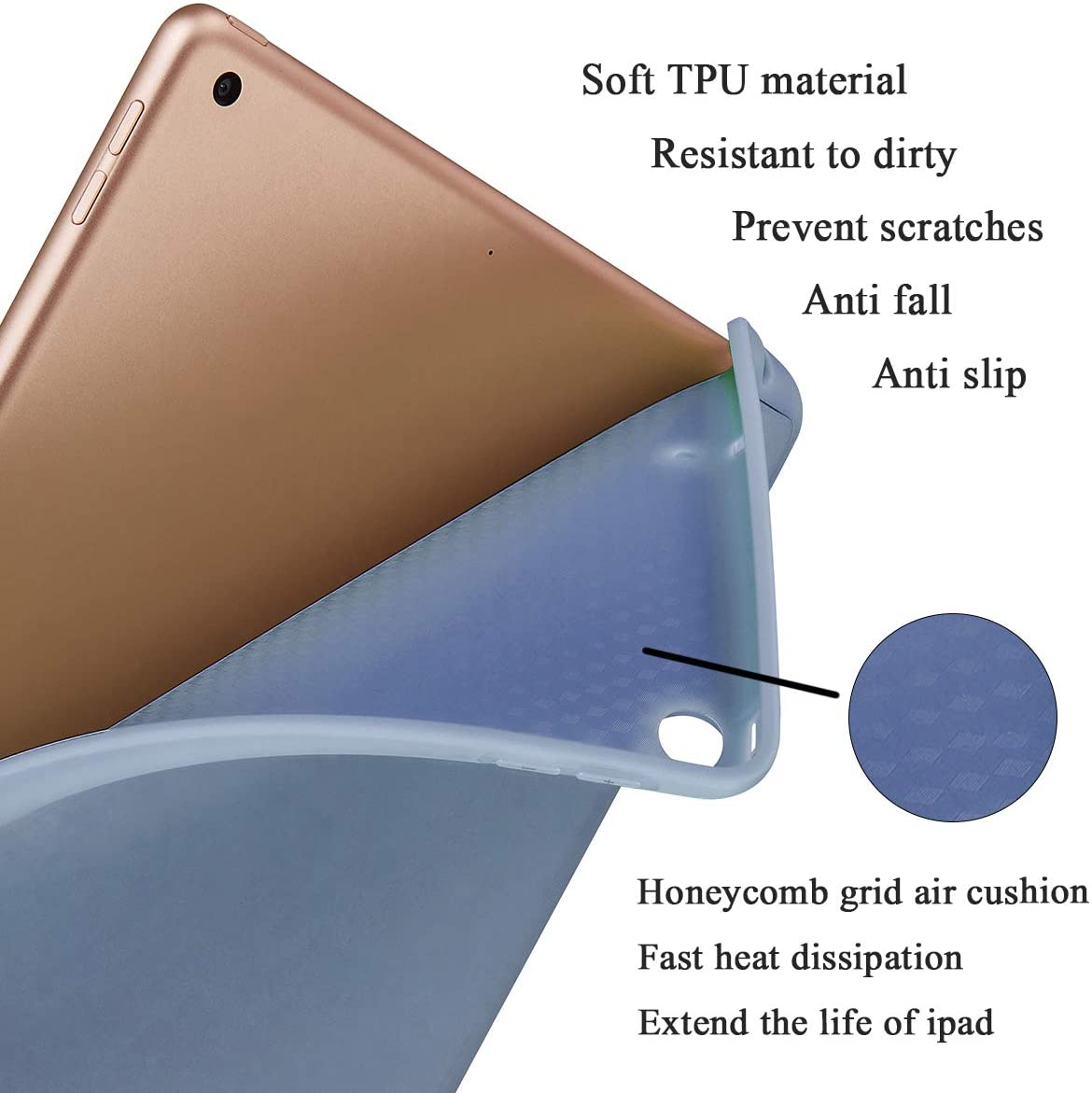 IPad 10.2 2019 7th Pencil Holder Slim Smart TPU Soft Case Lavender Color