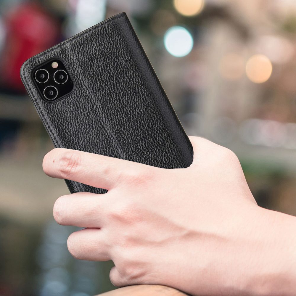 For iPhone 12 Pro Max Case iCoverLover Black Genuine Cow Leather Wallet Case
