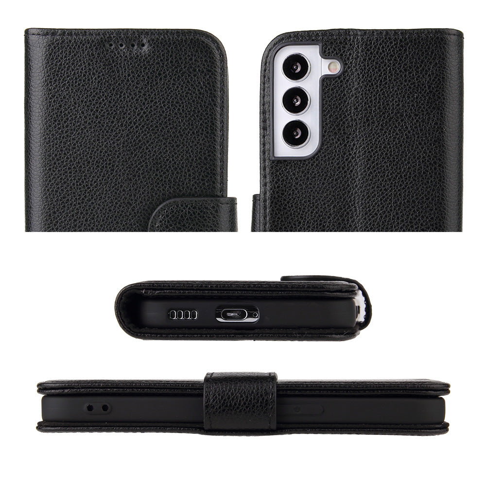 For Samsung Galaxy S22+ Plus Case iCoverLover Genuine Leather Wallet Cover Black