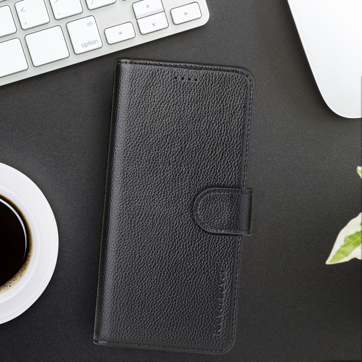 For iPhone XS,X Cover,iCoverLover Genuine Cow Leather Wallet Flip Case,Black