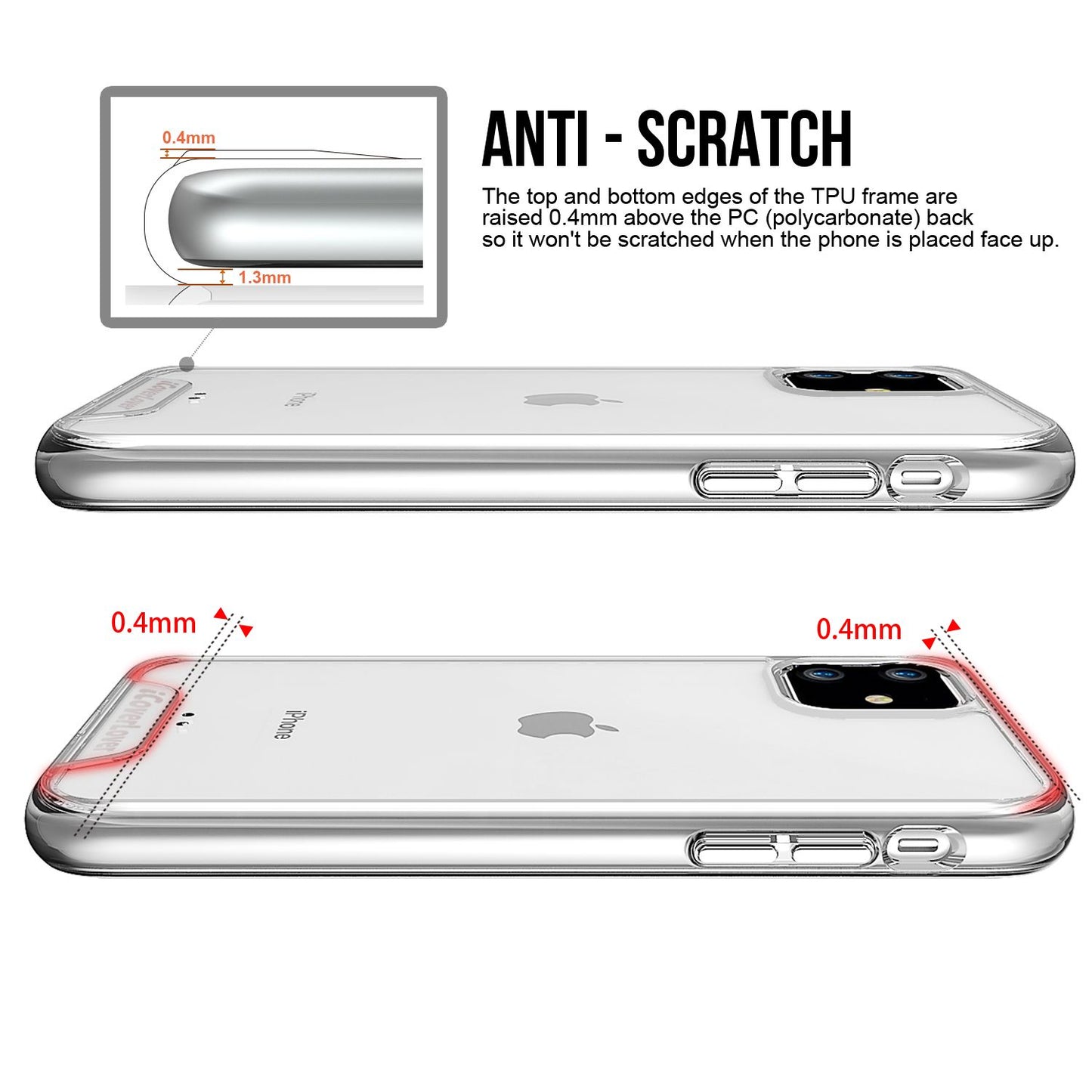 For iPhone 11 Case iCoverLover Shockproof Light Clear Cover Thin Transparent