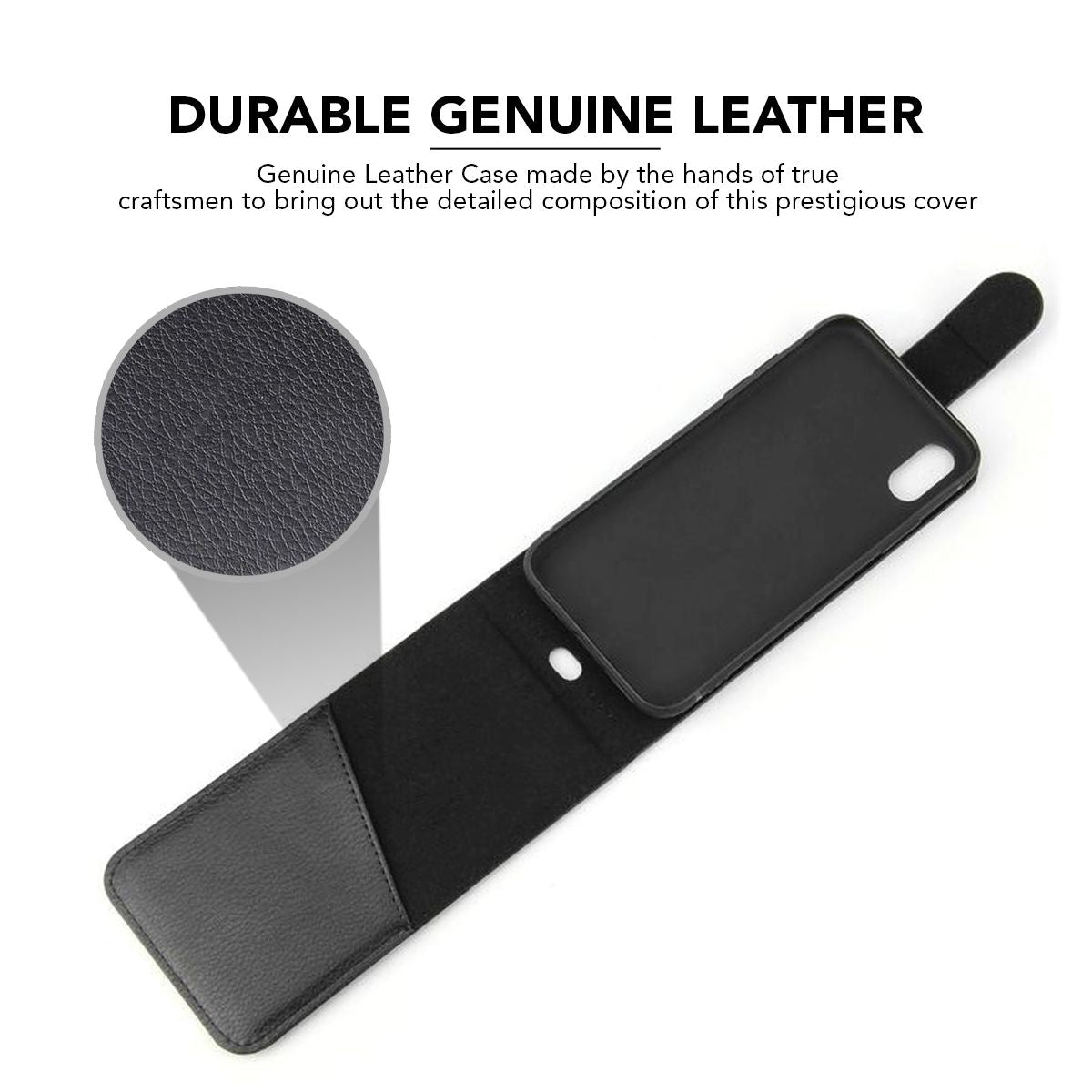 iCoverLover Black Vertical Flip Genuine Leather For iPhone XS & X Case