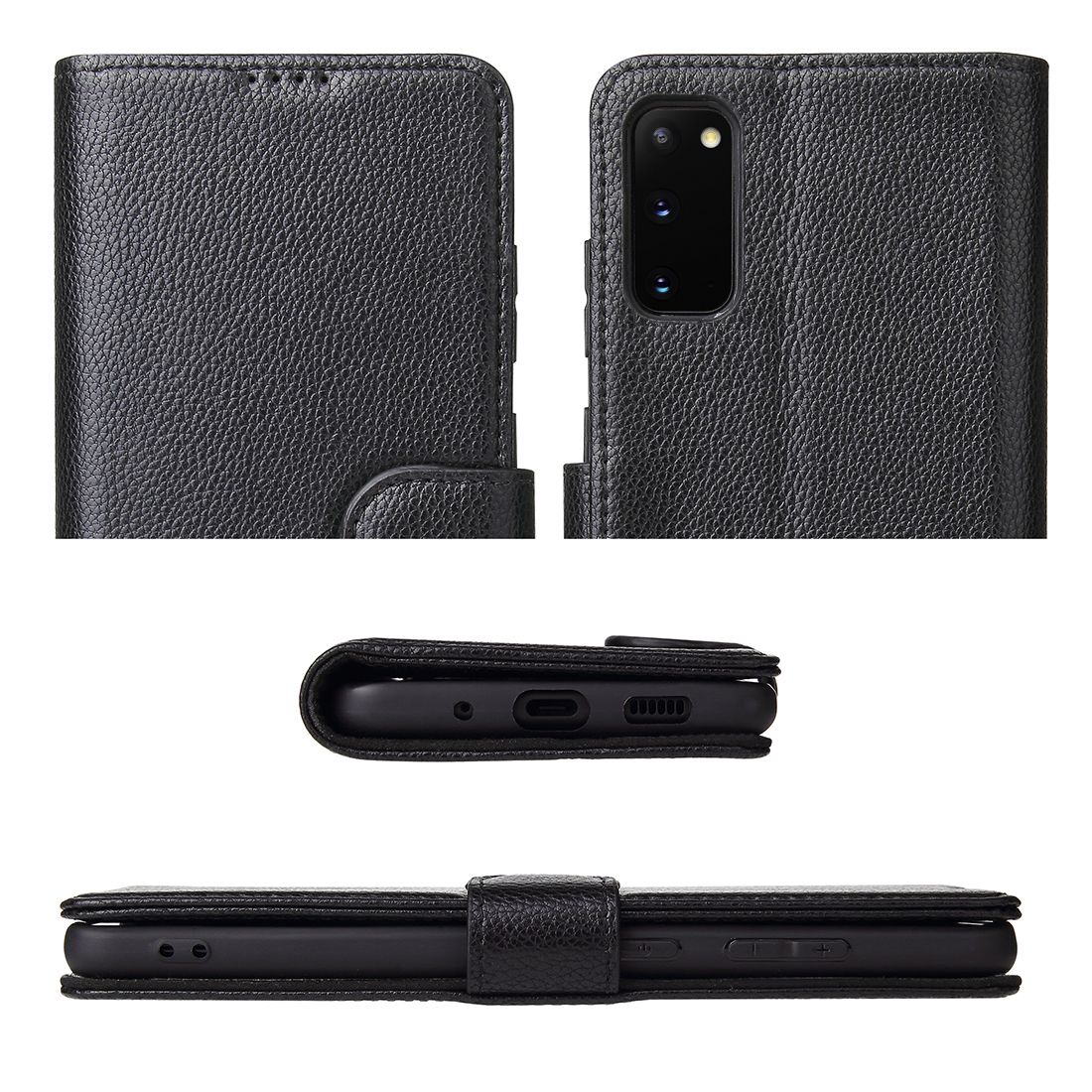 For Samsung Galaxy S20 Case iCoverLover Genuine Cow Leather Wallet Cover Black