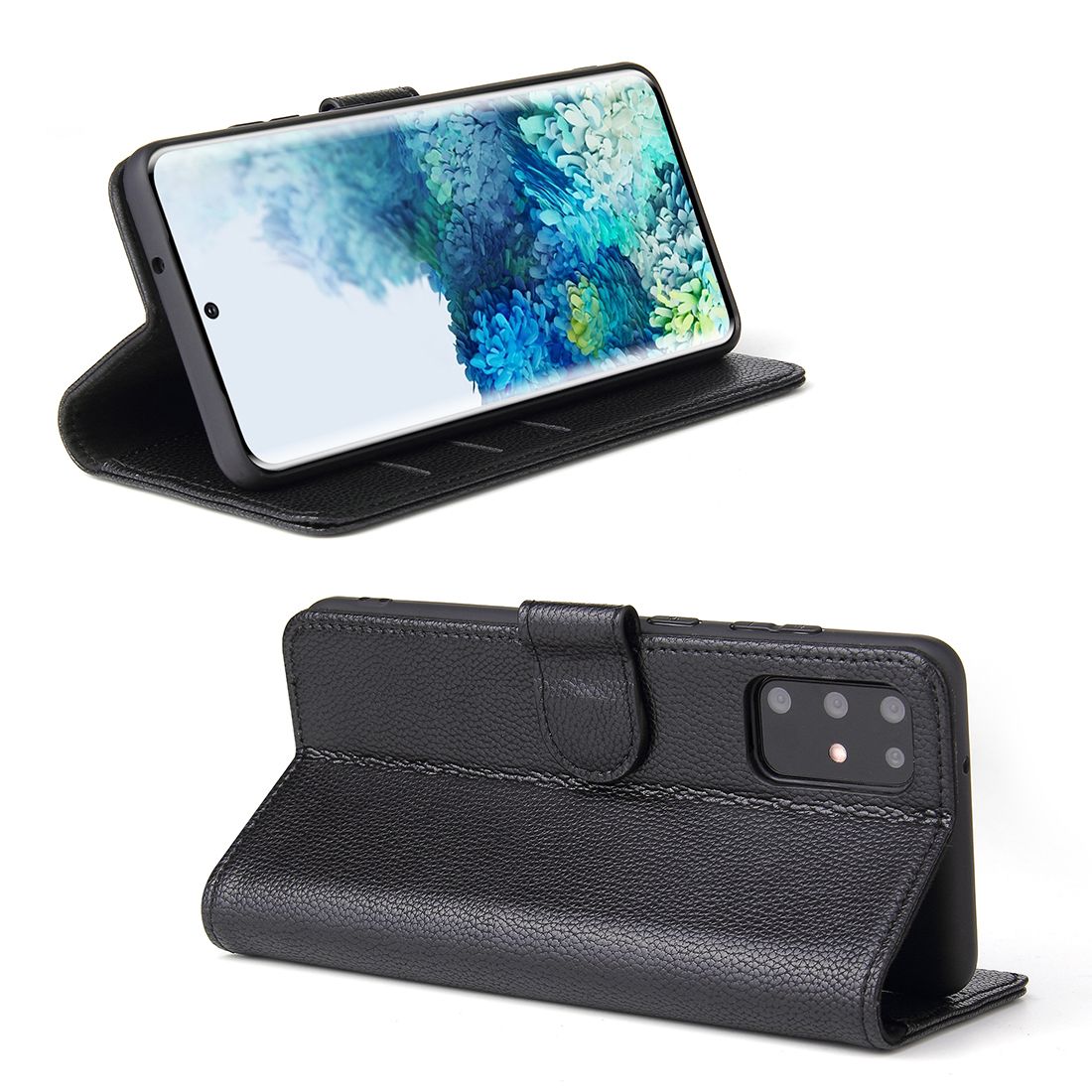 For Samsung Galaxy S20+ Plus Case iCoverLover Genuine Leather Wallet Cover Black