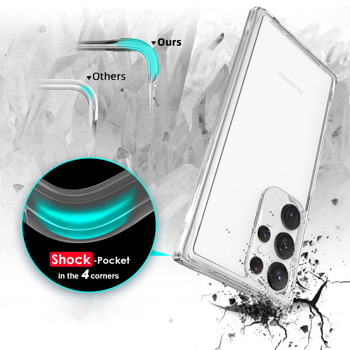 For Samsung Galaxy S23 Ultra Case iCoverLover Slim Shock-proof Cover Clear