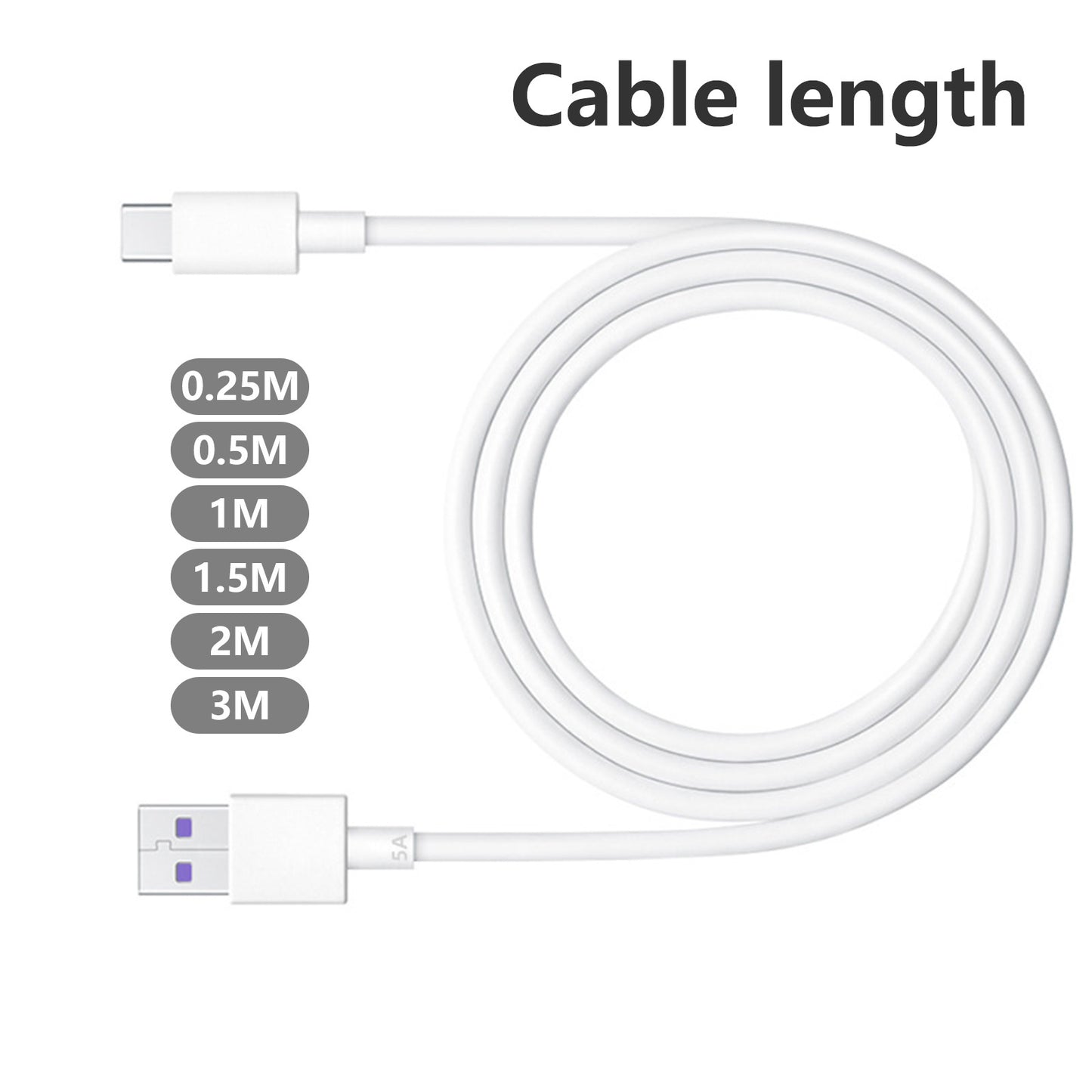 Mobax USB to C-Type Charger Cable 5A Fast Charging Cable For Samsung Vivo