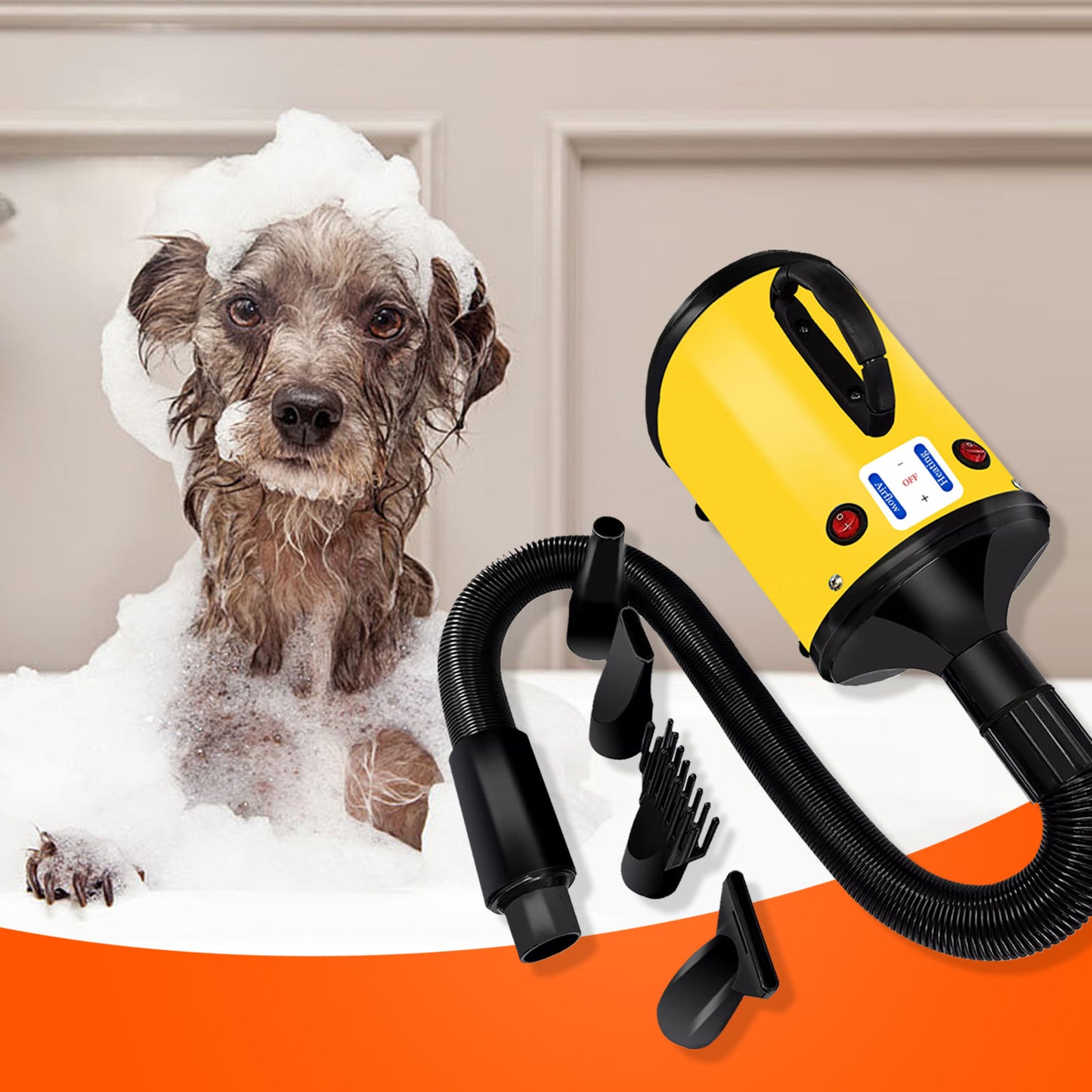 Pawfriends Dog Cat Hair Dryer Grooming Blow Speed 2000W Pet Hairdryer Blower Heater Blaster