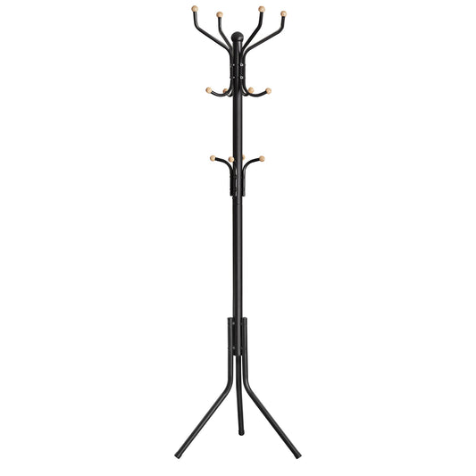 SONGMICS Metal Coat Rack 182 cm Tall Hall Tree Black