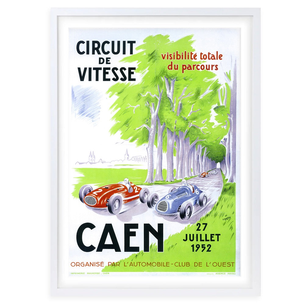 Wall Art's Caen Grand Prix Poster 1 Large 105cm x 81cm Framed A1 Art Print