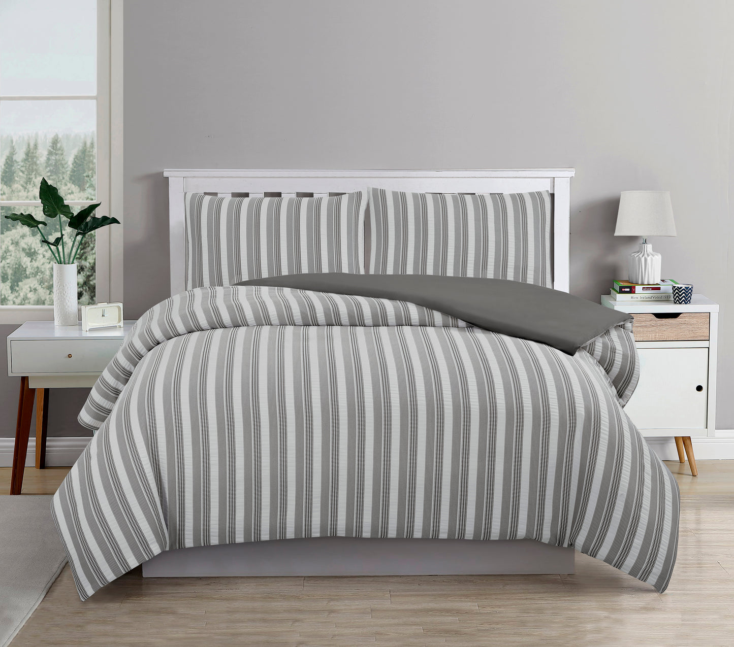 Cove TEXTURED CHARCOAL QUILT COVER SET - DOUBLE