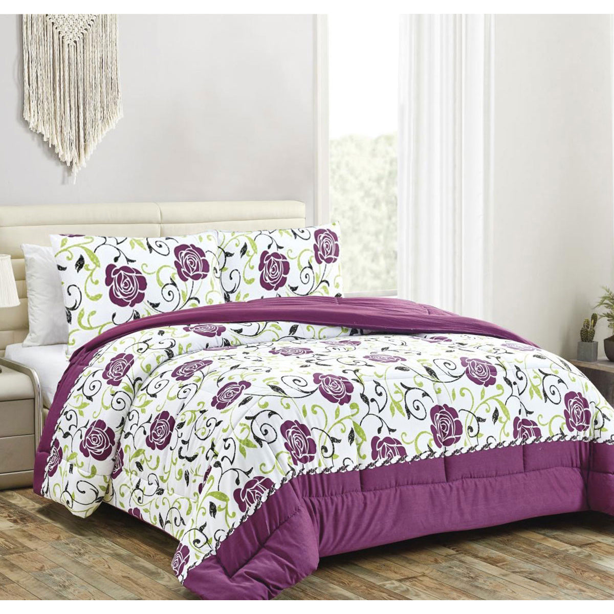 Hotel Living 3 Pce Light Weight Microfiber Comforter Set Padini Queen/King D2