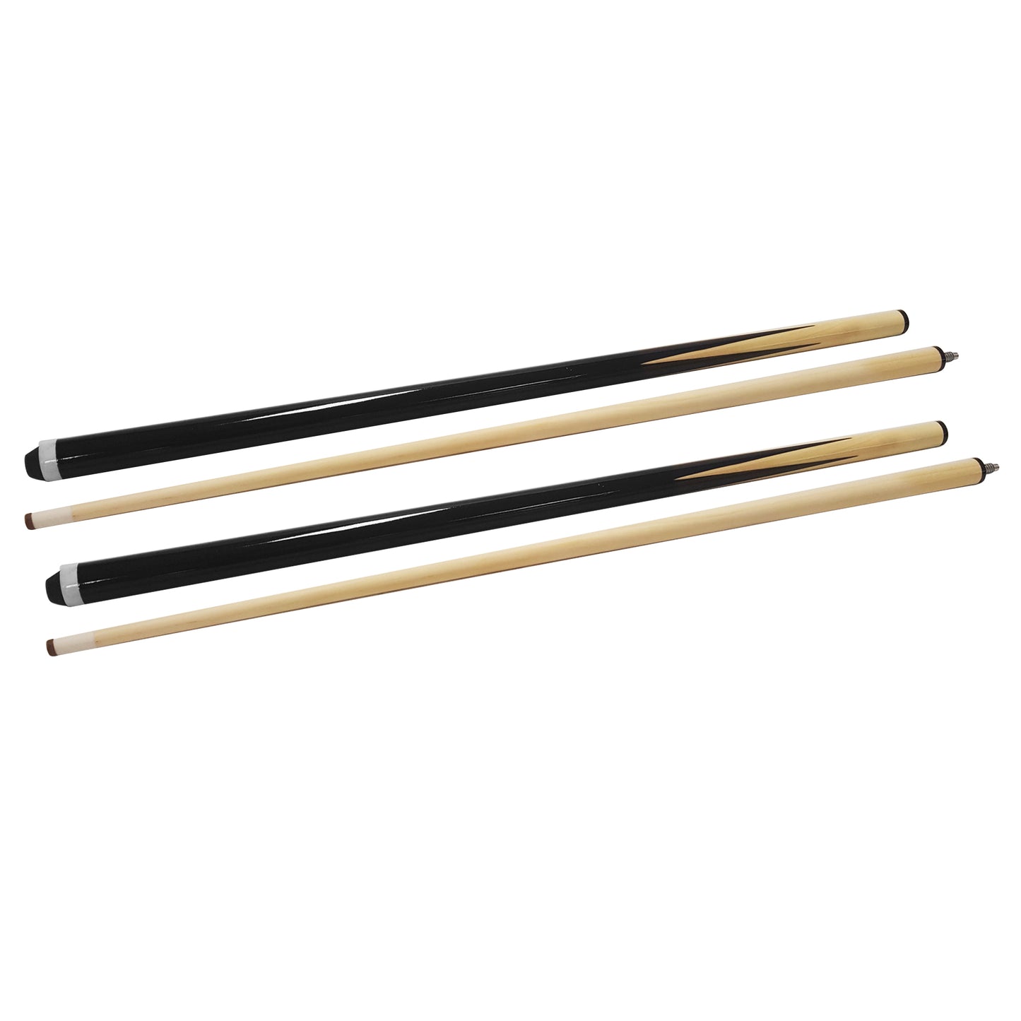 2x 48 Inch Short Wooden 2-Piece Pool Cue Billiard