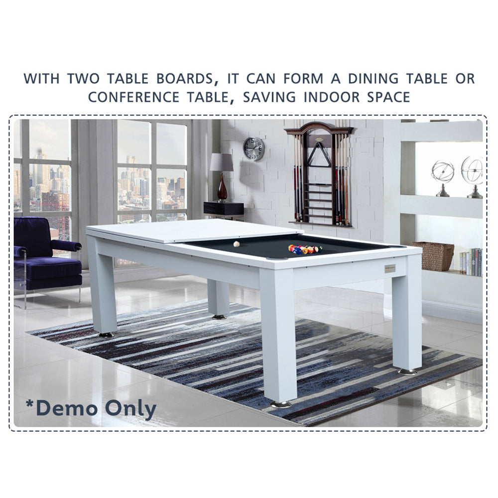 7FT Elegance Pool /Dining / Billiard Table White Frame Black Felt with Top