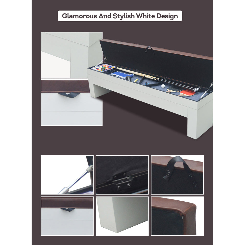2 x 003 Storage Bench For Dining Pool Table - White Color
