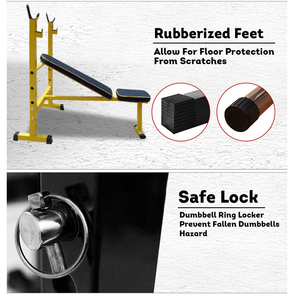 RBT310A Heavy Duty Weight Bench Flat Incline with Squat Rack