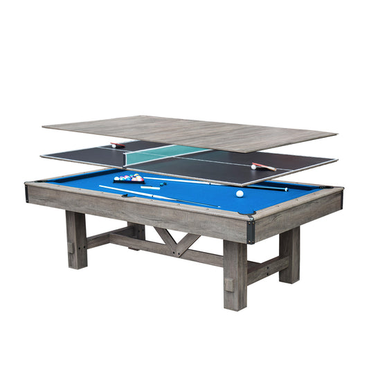 7FT 001 MDF 3IN1 Pool Table/Table Tennis Table/Dining Table Vintage Wood Grain