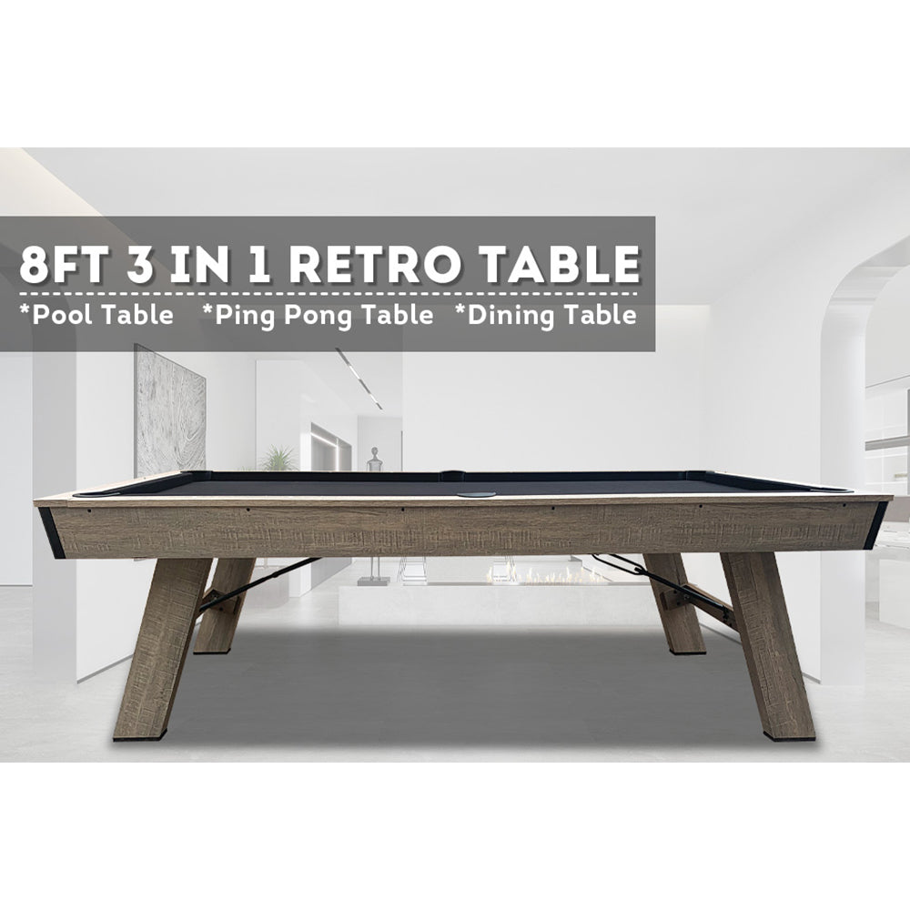 MACE 8FT 3-IN-1 Retro Pool Table| Dining Table| Table Tennis Table| Billards Table