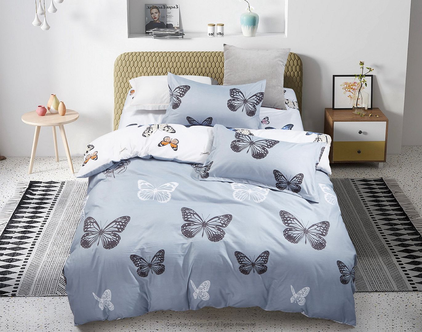Butterfly Queen Size Quilt/Doona/Duvet Cover Set