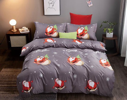 Christmas Santa Queen Size Quilt/Doona/Duvet Cover Set