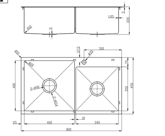 2021 Burnished rose gold Copper stainless steel 304 double bowl kitchen sink with tap hole