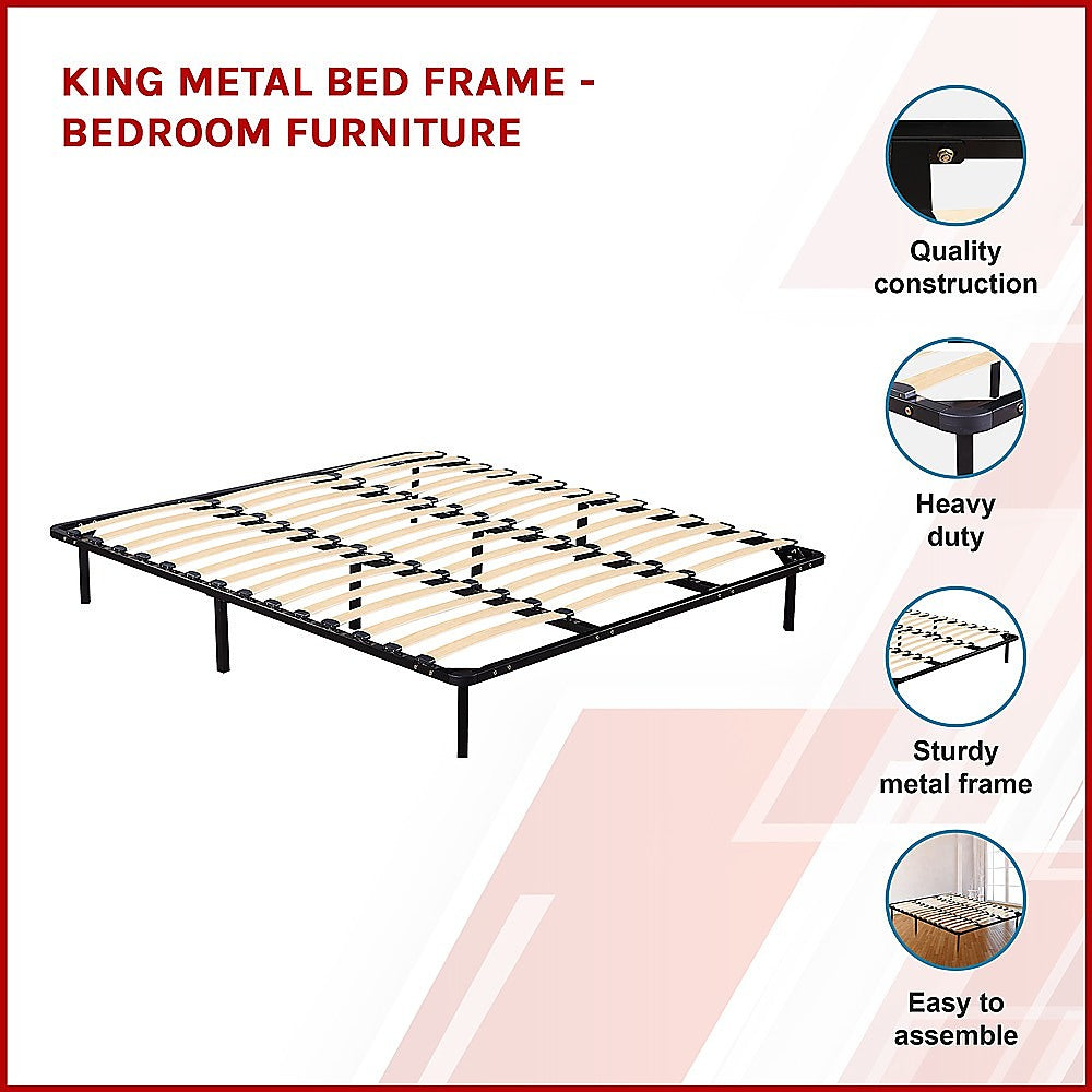 King Metal Bed Frame - Bedroom Furniture