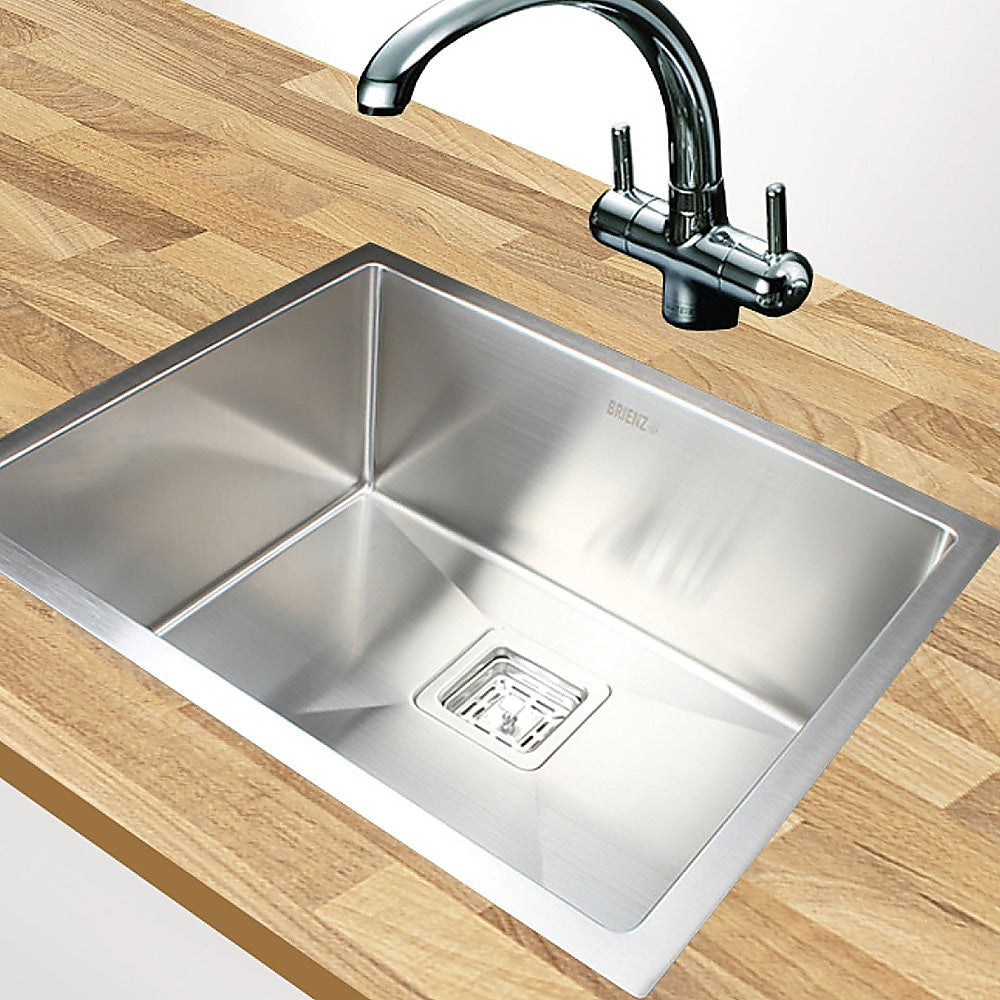 550x455mm Handmade 1.5mm Stainless Steel Undermount / Topmount Kitchen Sink with Square Waste