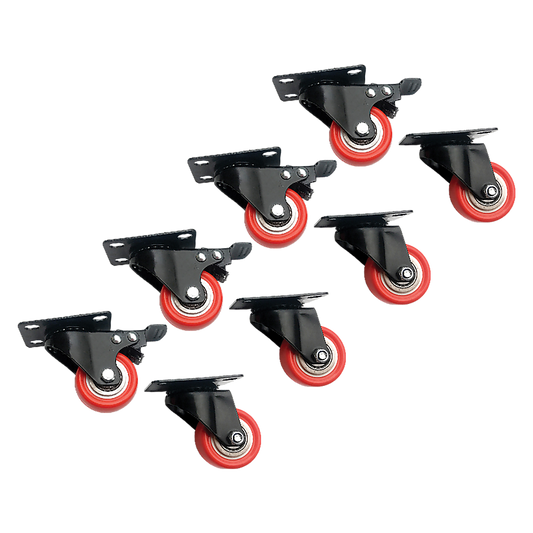 8 x 2" Polyurethane Castor Wheels - Swivel and 4 with brake