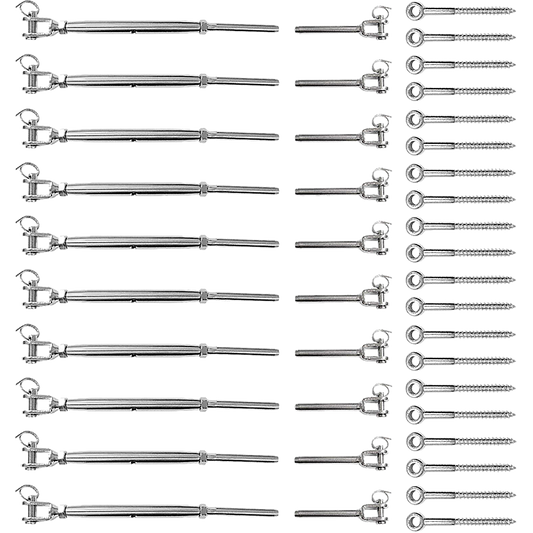 Stainless Steel Wire Rope DIY Balustrade Kit Jaw/Swage Fork Turnbuckle - 10 pack
