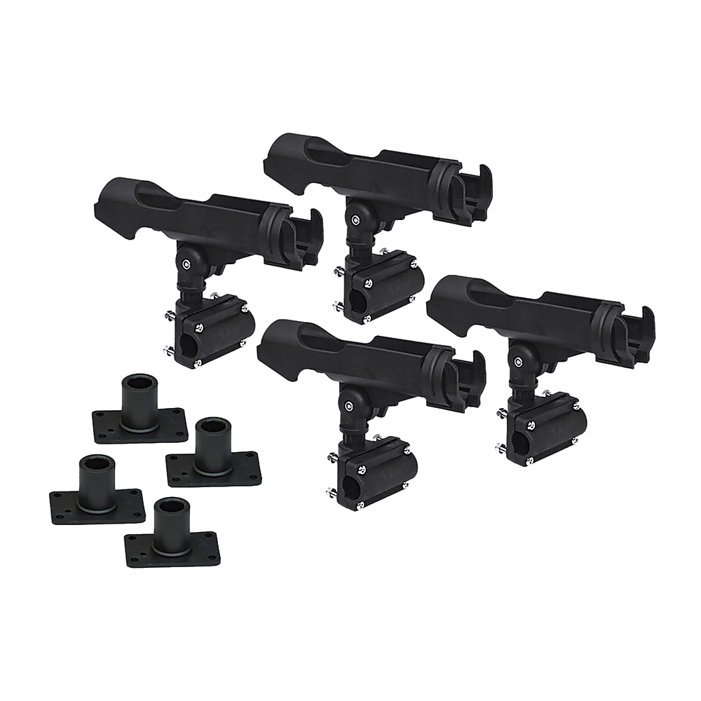 4PC Kayak Boat Fishing Pole Rod Holder Tackle Kit Adjustable Side Rail Mount