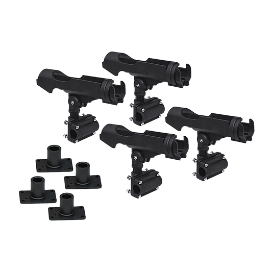 4PC Kayak Boat Fishing Pole Rod Holder Tackle Kit Adjustable Side Rail Mount