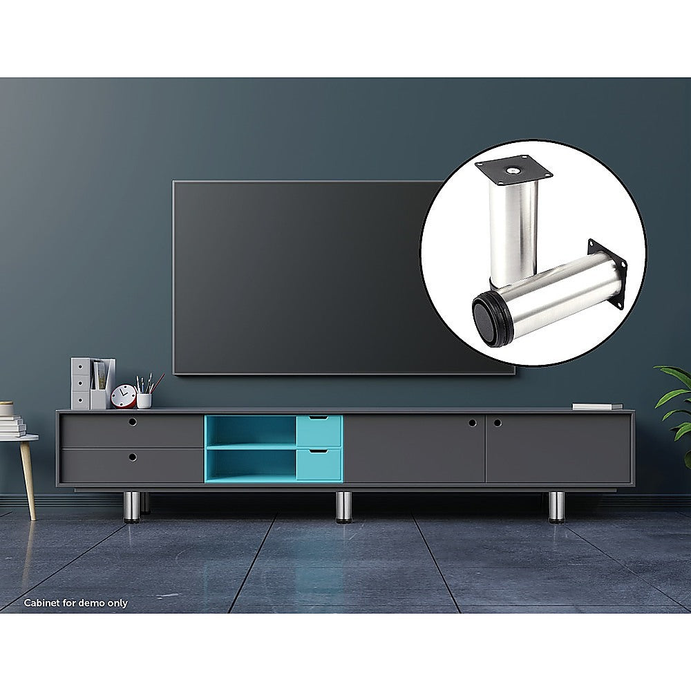 4x 12cm Adjustable Round Cupboard Table Sofa Bed Feet Furniture Leg