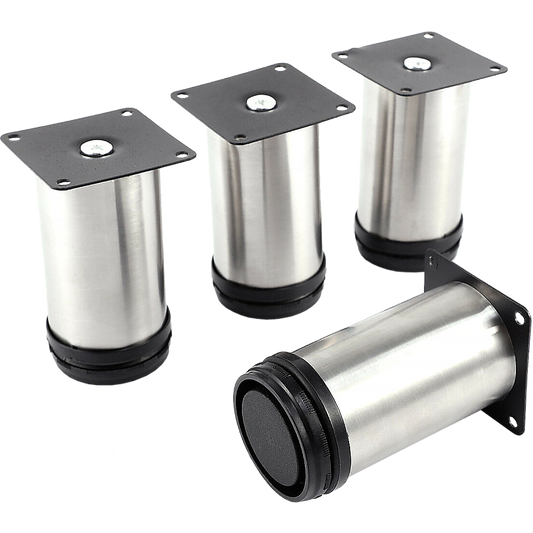 4x 10cm Adjustable Round Cupboard Table Sofa Bed Feet Furniture Leg