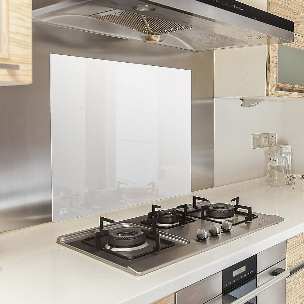 Toughened 60cm x 75cm White Glass Kitchen Splashback