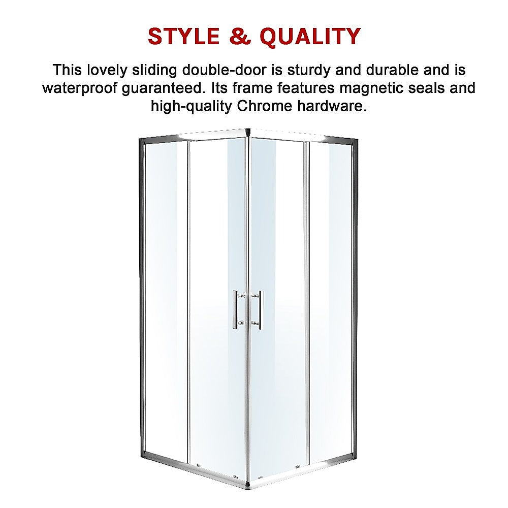 900 x 1000mm Sliding Door Nano Safety Glass Shower Screen By Della Francesca
